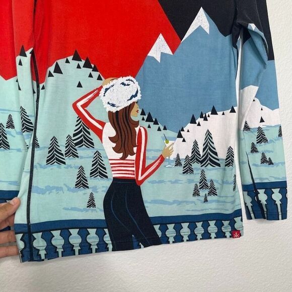 Krimson Klover Baselayer Top Scenic Apres Ski Anyone Small Sky Blue Snow Winter - Picture 7 of 10